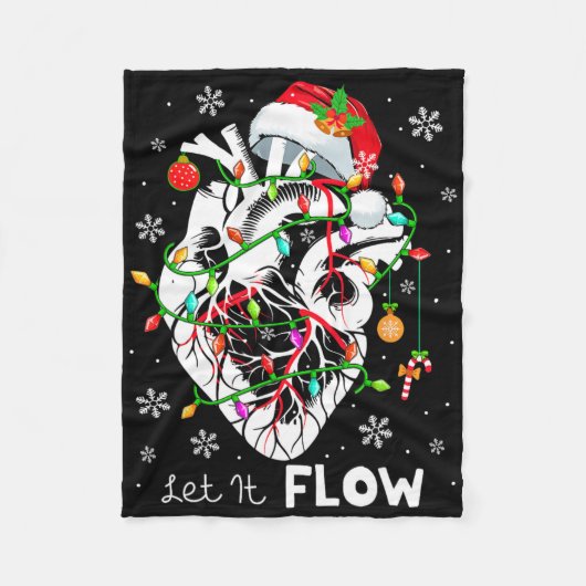 Let It Flowing Xmas Anatomy Santa Heart Part Cardi フリースブランケット (正面)