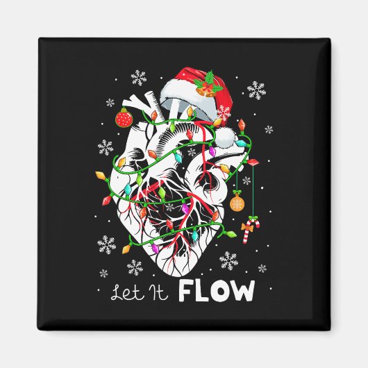 Let It Flowing Xmas Anatomy Santa Heart Part Cardi マグネット (正面)