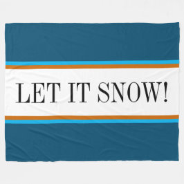 LET IT SNOWおもしろいエレガントティール(緑がかった色)ブルーストライプホワイト フリースブランケット