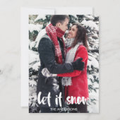Let it Snowタイポグラフィ写真クリスマスカード 招待状 (正面)