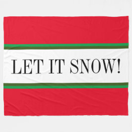 LET IT SNOWフェスティバル明るい赤い白い緑のストライプ フリースブランケット