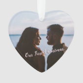 Let it Snow初めてのクリスマスフォトピンク オーナメント (正面)