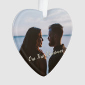 Let it Snow初めてのクリスマスフォト金ゴールド色 オーナメント (正面)