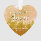 Let it Snow初めてのクリスマスフォト金ゴールド色 オーナメント (裏面)