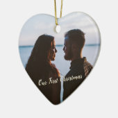 Let it Snow初めてのクリスマスフォト金ゴールド色 セラミックオーナメント (左)