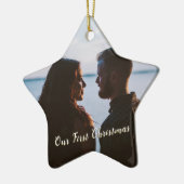 Let it Snow初めてのクリスマス写真金ゴールド セラミックオーナメント (左)