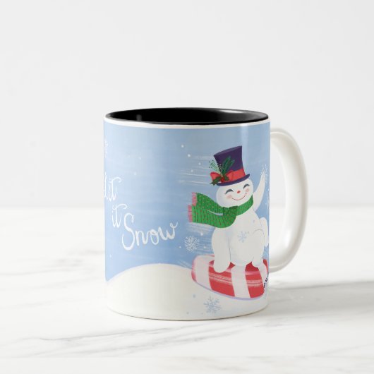 Let it Snow雪だるまとペパーミント ツートーンマグカップ (正面右)