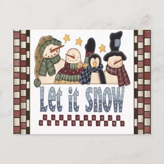 Let It Snow雪だるま葉書 シーズンポストカード (正面)