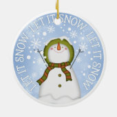 Let It Snow雪だるまDouble Sided セラミックオーナメント (裏面)