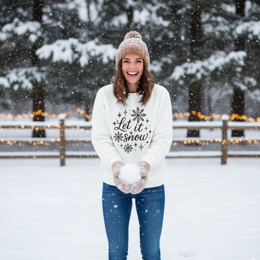 "Let It Snow" あったかい冬のスノーフレーク スウェットシャツ