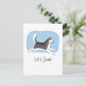 "Let it Snow!" かわいい犬デザイン シーズンポストカード (スタンド正面)