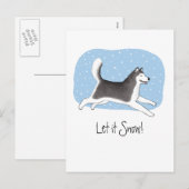 "Let it Snow!" かわいい犬デザイン シーズンポストカード (正面/裏面)