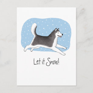 "Let it Snow!" かわいい犬デザイン シーズンポストカード