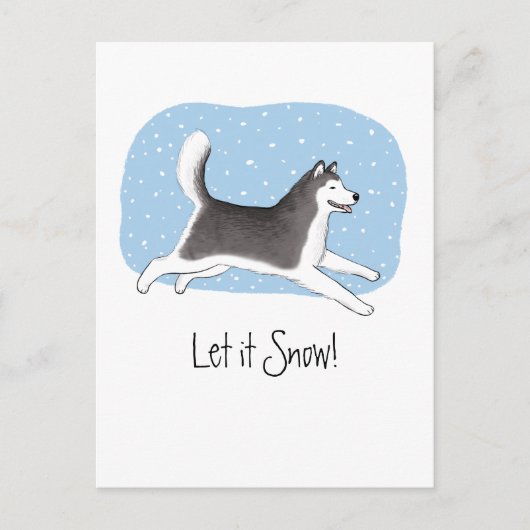 "Let it Snow!" かわいい犬デザイン シーズンポストカード (正面)