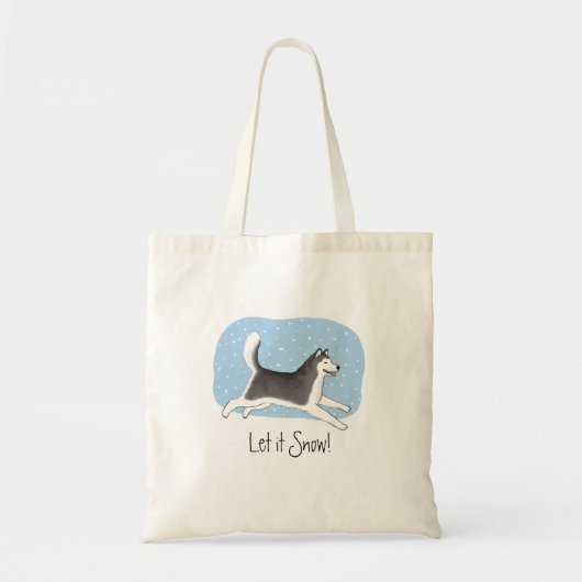 "Let it Snow!" かわいい犬デザイン トートバッグ (正面)