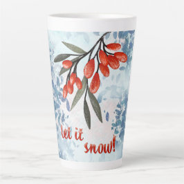 Let It Snow!ウォーターカラーウィンターベリーグリーティング カフェラテマグ