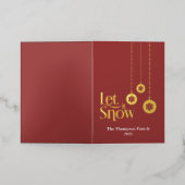 "Let it Snow" エレガントな赤い折りたたみカード 箔シーズンカード (外側レイダウン)
