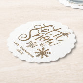 "Let it Snow" クリスマスパーティー用ペーパーコースター ペーパーコースター (アングル)
