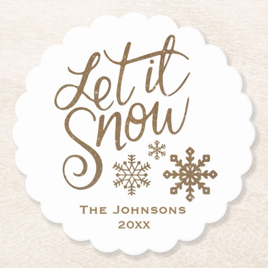 "Let it Snow" クリスマスパーティー用ペーパーコースター ペーパーコースター (正面)