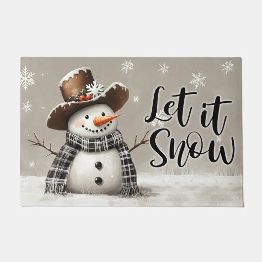 Let It Snow クリスマス用ドアマット – 祝祭の歓迎マット ドアマット (正面)