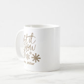 "Let it Snow"クリスマス金ゴールドグリッター コーヒーマグカップ (正面左)