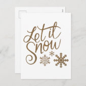 "Let it Snow"クリスマス金ゴールドグリッター シーズンポストカード (正面/裏面)