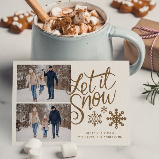 Let it Snow クリスマス ホリデー 2 フォト カード