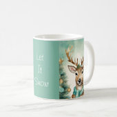 "Let It Snow" ターコイズ＆ゴールド あったかクリスマスマグ コーヒーマグカップ (正面右)