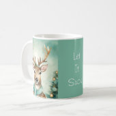 "Let It Snow" ターコイズ＆ゴールド あったかクリスマスマグ コーヒーマグカップ (正面左)