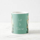 "Let It Snow" ターコイズ＆ゴールド あったかクリスマスマグ コーヒーマグカップ (中央)