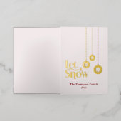 "Let it snow"ピンクの折り畳みホイルホリデーカード 箔シーズンカード (外側レイダウン)