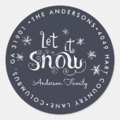 Let It Snow | ホリデーリターンアドレスステッカー ラウンドシール (正面)