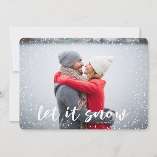 Let it Snow モダン Holiday Photo Card シーズンカード (正面)
