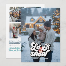 "Let It Snow" レトロクリスマスコラージュ写真 シーズンカード