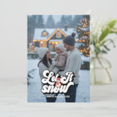 "Let It Snow" レトロクリスマスコラージュ写真 シーズンカード (スタンド正面)