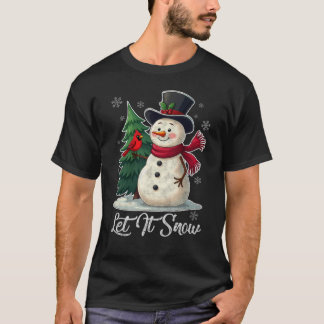 Let It Snow -雪だるまと（鳥）ショウジョウコウカンチョウヴィンテージ Tシャツ