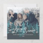 Let It Snow | 雪の結晶と松の木のクリスマス写真 シーズンカード (正面)