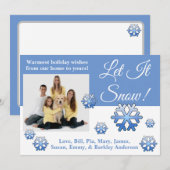 Let It Snow！青と白の写真クリスマスカード シーズンカード (正面/裏面)