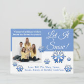 Let It Snow！青と白の写真クリスマスカード シーズンカード (スタンド正面)