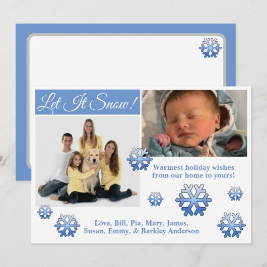Let It Snow! 2 フォト クリスマス カード (正面/裏面)