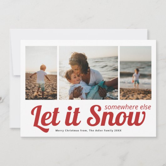 Let it Snow 3 写真コラージュ クリスマス カード (正面)