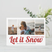 Let it Snow 3 写真コラージュ クリスマス カード (スタンド正面)