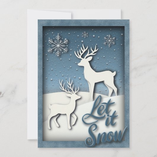 Let it Snow 3d Christmas Card - Reindeer シーズンカード (正面)