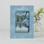 Let it Snow Blue Foil Christmas Card 箔招待状 (立ち正面)