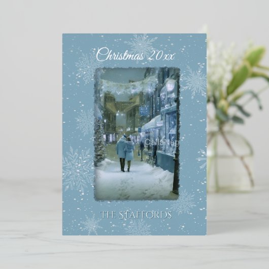 Let it Snow Blue Foil Christmas Card 箔招待状 (立ち正面)