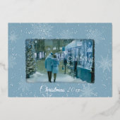 Let it Snow Blue Foil Christmas Card 箔招待状 (正面)