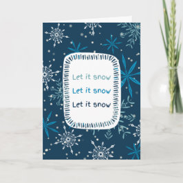 "Let it Snow" Blue Snowflake Non Photo シーズンカード