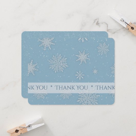 Let it Snow Blue Thank You Card カード (正面/裏面インサイチュ)