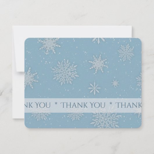 Let it Snow Blue Thank You Card カード (正面)