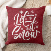 Let It Snow Christmasタイポグラフィ赤/白ID951 クッション (ブランケット)
